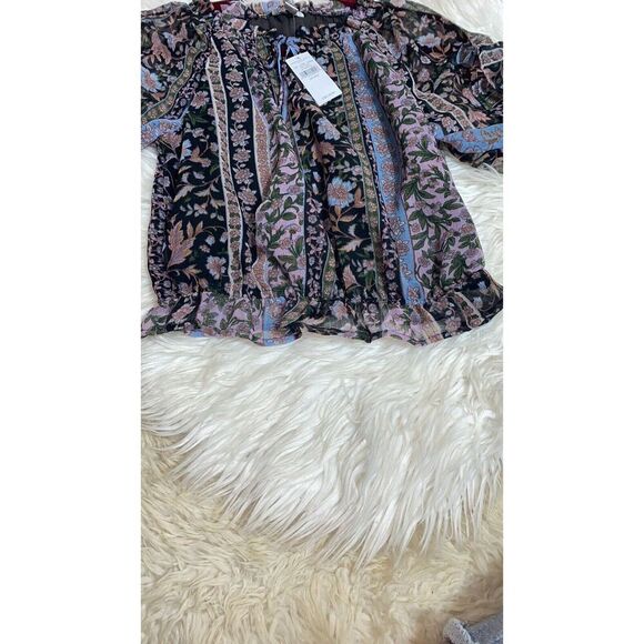 American Eagle Top Womens Size XXS chiffon Boho sheer long sleeves Blouse NWT - Picture 8 of 12
